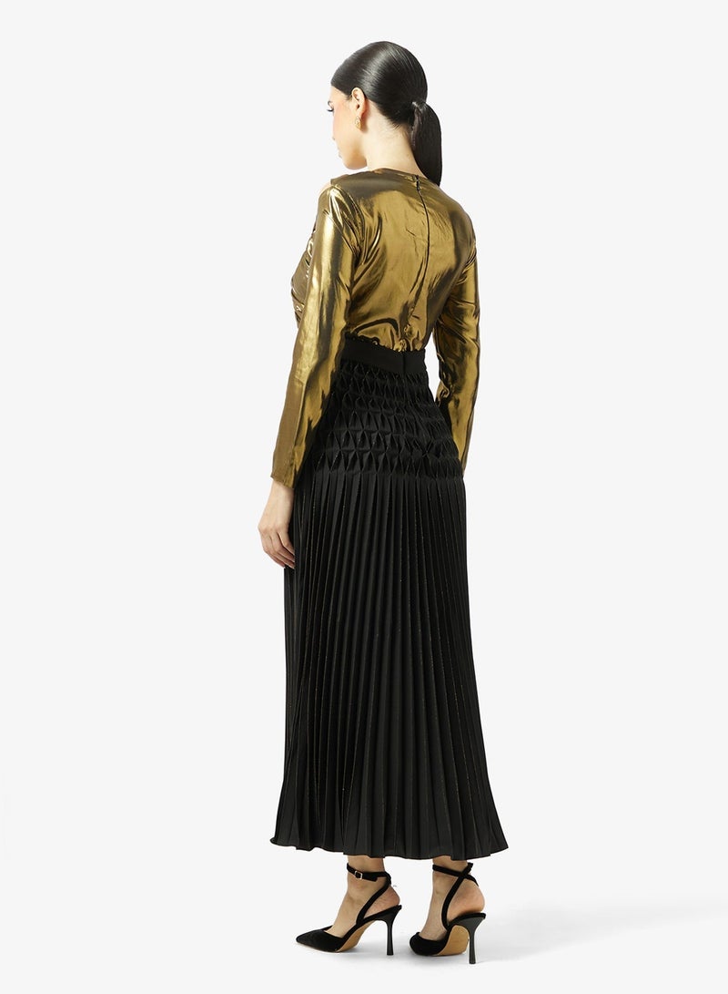 Threadz by Ajooni Metallic Pleated Dress - Image 2